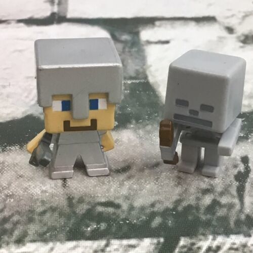 Primary image for MineCraft Mini Figures Lot Of 2 Steve In Iron Suit MOB Skeleton Gamer Toys