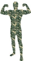 Mens Adult 2nd Skin Green Camouflage Stretch Jumpsuit Halloween Costume-... - £19.38 GBP