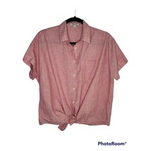 Madewell End On End Red Tie Front Button Down Top - Size M - £16.95 GBP