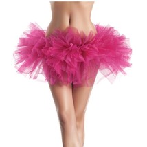 Tutu Mini Petticoat Organza Layered Mesh Short Skirt Costume Fuchsia Pink BW1262 - £19.35 GBP