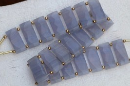 Natural, 20 pieces faceted Blue Lace agate rectangle briolette beads, 9x20--9x21 - £59.94 GBP