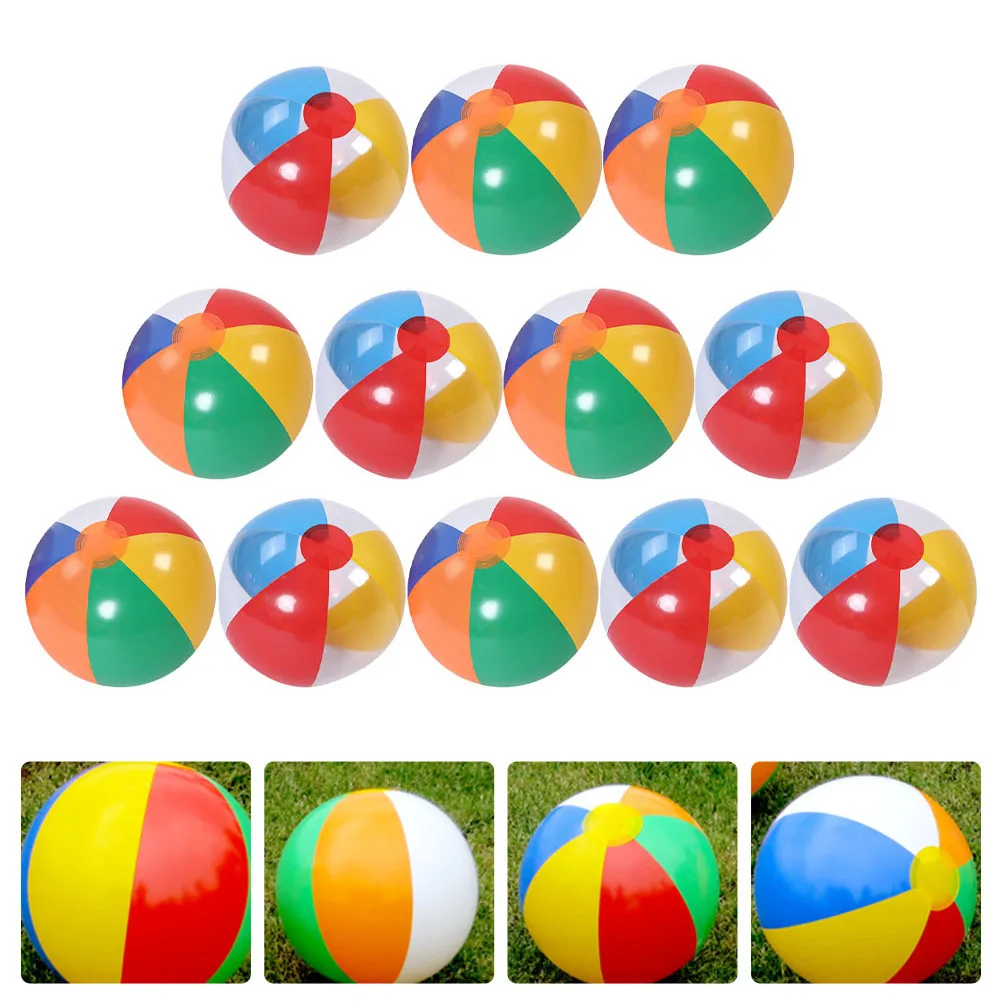 12PCS Summer Inflatable 6 Colors PVC Beach Balls Children Outdoor Swimming Pool - £16.83 GBP