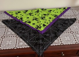 2 Halloween Black Cats Spider Webs Dog Bandanas MEDIUM LARGE Tie On Brand New - £8.24 GBP