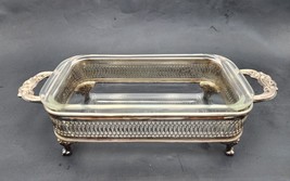 Pyrex Silver Plated Glass Casserole Dish Oven Proof Made In USA VTG Some Tarnish - £16.29 GBP