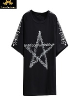 Suitable for 65-150KG, women&#39;s five-pointed star printed short-sleeved t... - £31.45 GBP