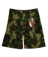 No Fear Green &amp; Black Tropical Camo Quick Dry Stretch Hybrid Shorts Men&#39;... - £31.55 GBP