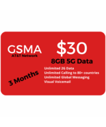 AT&amp;T Network $30 Plan 8GB LTE Unlimited Minutes/Text 3 MONTHS Included+S... - £59.55 GBP