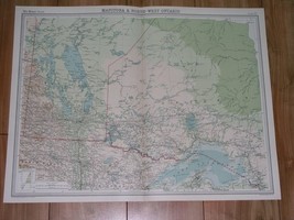 1922 Map Of Northwestern Ontario Thunder Bay Manitoba Winnipeg Lake Canada - £27.81 GBP