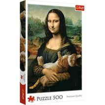 500 Piece Jigsaw Puzzles, Mona Lisa and a Purring Kitty, Da Vinci Puzzles, Art - €24,51 EUR