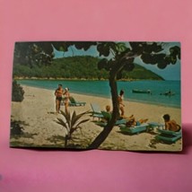St Thomas Virgin Islands Postcard Vintage 60s People On Beach Beachcomber Hotel - £8.54 GBP