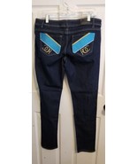 Rocawear Women Jeans Sz 15 Dark Blue Mid-Rise Stretch Straight Leg Embro... - £15.80 GBP