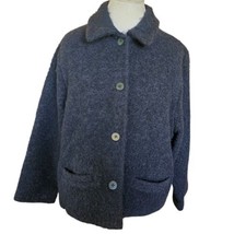 Eileen Fisher L XL Navy Blue Boucle Wool Jacket Pockets Langenlook Minimalist - $67.55