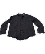 Cubavera Men&#39;s Long Sleeve Button Front Linen Blend Dobby Shirt Jet Blac... - $37.99