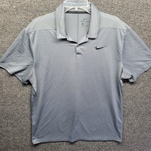Nike Polo Shirt Men Sz XL Gray Dri Fit Performance Light Striped Golf Te... - £12.89 GBP