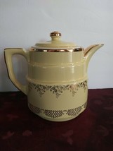 VTG Hall&#39;s Superior Quality Kitchenware Yellow &amp; Gold Teapot Coffee Pot AS IS - £55.20 GBP