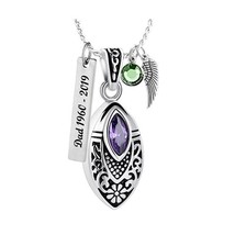 Purple Crystal Teardrop Ash Jewelry Urn - Love Charms Option - £23.55 GBP