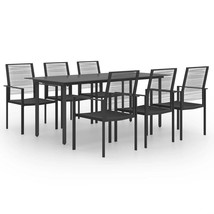  Dining Set Black Glass, Powder-Coated Steel, PVC Hollow Rattan - $16,661.20 MXN