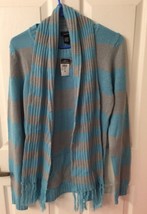 Rue 21 Blue W Gray Long Sleeve Striped Sweater W Removable Scarf Jrs Sz XL NWT - £14.86 GBP