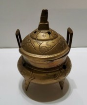 Vintage Chinese Xuande Footed w/ Lid Bronze Brass Incense Burner Holder ... - £21.87 GBP