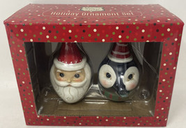 Johanna Parker Holiday Ornament Set Penguin and Santa New In Box - £16.06 GBP
