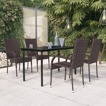 5 Piece Outdoor Dining Set Brown and Black - £206.54 GBP