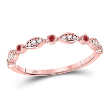 10kt Rose Gold Womens Round Ruby Oval Dot Stackable Band Ring 1/10 Cttw - £173.21 GBP