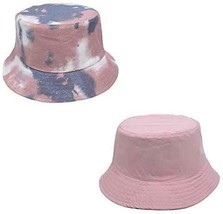 Women&#39;s Pink &amp; Blue Tie Dye Sun Protection Double Side Reversible Bucket Hat - £10.01 GBP