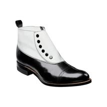 00026 Stacy Adams Shoes High Top with Studs Spats Leather Two Tone Black White image 2