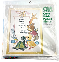 Columbia-Minerva Stamped Birth Sampler Cross Stitch Kit  Giraffe Bunny 9x12 in. - £15.03 GBP