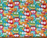 Flannel Owls Colorful Multi-Color Birds Animals Kids Fabric by the Yard ... - $8.99