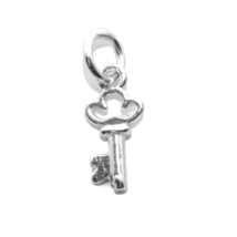 .925 Sterling Silver Skeleton Key (Crown Bow) Pendant Charm - $24.99