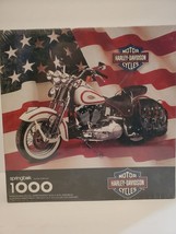 Springbok Harley-Davidson Motorcycle 1000 Piece Puzzle American Flag 20" x 30" - $54.99