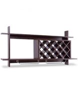 Wall Mount Wine Rack with Glass Holder &amp; Storage Shelf-Walnut - $93.41