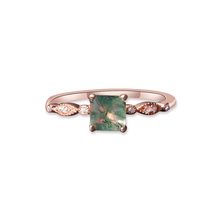 925 Silver Square Aquatic Agate CZ Diamond Ring - £72.98 GBP