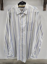 Men&#39;s Tommy Bahama 100% Cotton White &amp; Blue Striped Button Up Shirt - Si... - £10.65 GBP