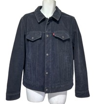 Vintage Levi&#39;s Nubuck Navy Blue suede Levi Classic Trucker Jacket Men’s Size S - £41.18 GBP