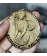 Antique 14k Gold Lava Bacchante Cameo Brooch High Relief Full Figure Bac... - £868.95 GBP