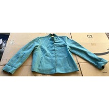 Sigrid Olsen Blue Green Gray Wool Jacket Coat, Large Winter Coat, Vtg Outerwear - $19.80