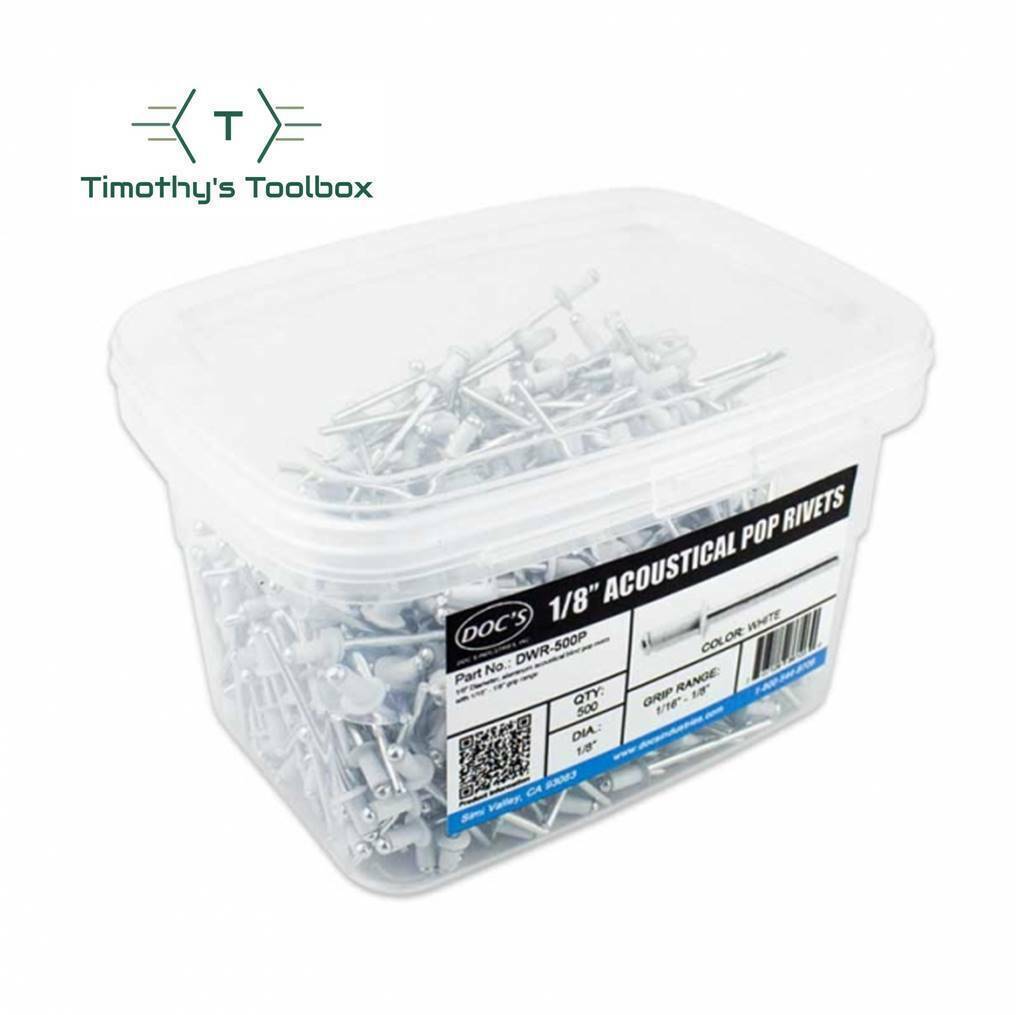 Doc Industries 1/8″ Acoustical Pop Rivets White – 500 Pack - $23.00
