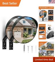 2Pcs 12" Convex Security Corner Mirror Clear View - Adjustable Fixing Br... - $97.33