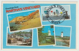 Martha&#39;s Vineyard Vintage Postcard Posted 1985 Sinclair Lewis 14¢ Stamp - £3.87 GBP