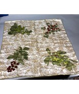 100% Silk Scarf W/ Leaves And Berries - 30x30” - $19.79