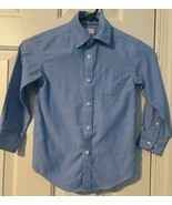 Boys Blue Long Sleeve Button Down Dress Shirt Boys size xs 4/5 Christmas... - $8.06 CAD