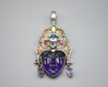 Sajen Face Pendant Goddess Idol Hand Carved Stone 925 Sterling Silver Am... - $145.12