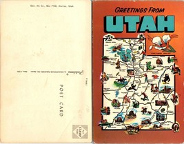 Utah(UT) Greetings Map Sites Attractions State Flower Sego Lilly VTG Postcard - £7.40 GBP