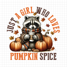 Pumpkin Spice Raccoon PNG, Cozy Fall Animal Clipart PNG, Thanksgiving Sh... - $2.50
