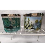 Bath &amp; Body Works (2) 3-Wick Scented Candles HOLLY BERRY BALSAM &amp; FRESH ... - $64.98