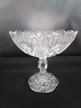 Crystal cut American Brilliant period footed round bowl compote leaves - £42.71 GBP