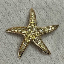 Rosemarie Gold-tone Yellow Rhinestone Starfish Brooch - $304.10 MXN