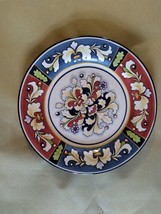 * - Pier 1 - Della Ceramiche - 8 3/4&quot; Salad Plates - Red &amp; Blue Floral - £9.52 GBP